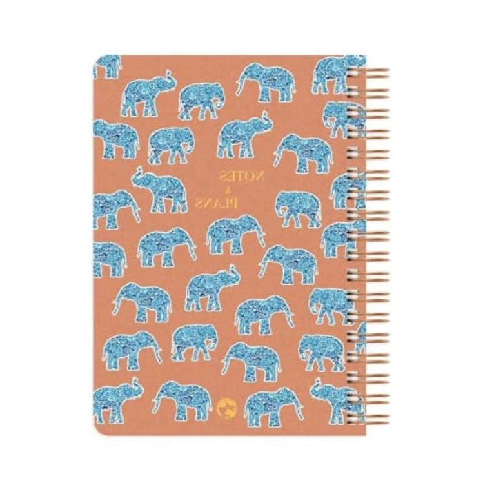 Spiralli Defter - Düz Fil Tasarımlı 17x24 cm