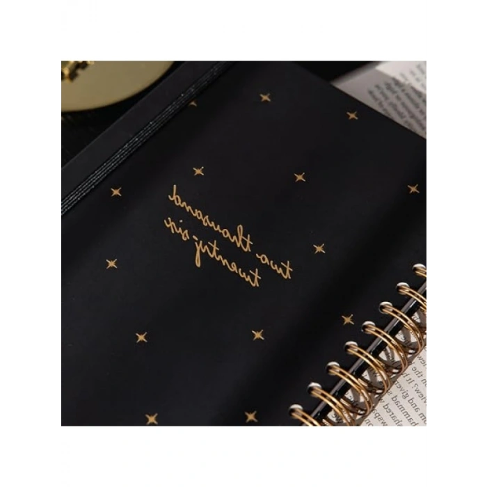 Spiralli Günlük Ajanda - 12 Aylık, Siyah, 17x24 cm