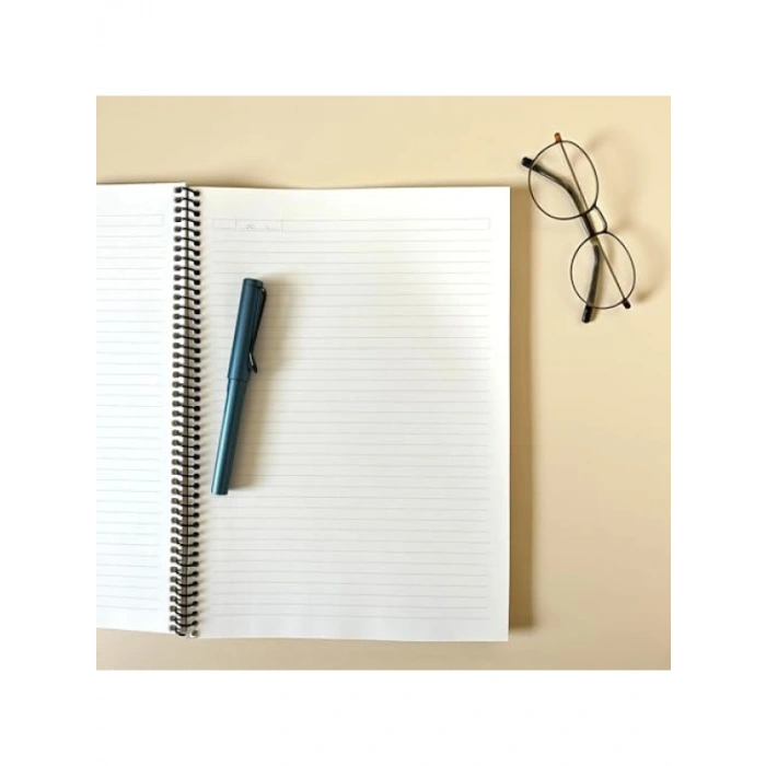 Spiralli Not Defteri - A4 Boyut, Çizgili, 60 Yaprak