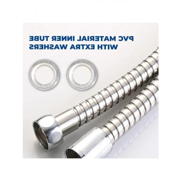 Spiralli Örgülü Duş Hortumu - 1,5 Metre, Krom