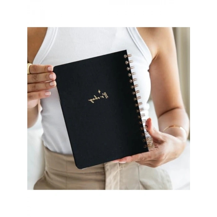 Spiralli Sert Kapaklı A5 Düz Çizgisiz Not Defteri - Siyah