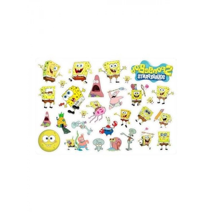 Sponge Bob Temalı Sticker Seti, 2 Sayfa ve 36 Adet Etiket ile