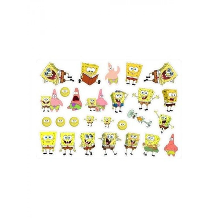 Sponge Bob Temalı Sticker Seti, 2 Sayfa ve 36 Adet Etiket ile