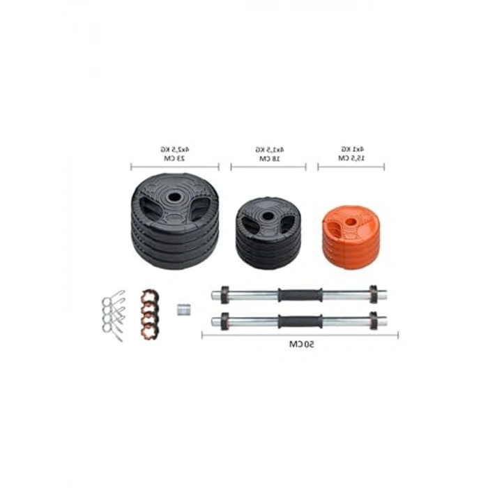 Multifonksiyonel Halter Seti, Turuncu ve Siyah Renk ile Spor İçin