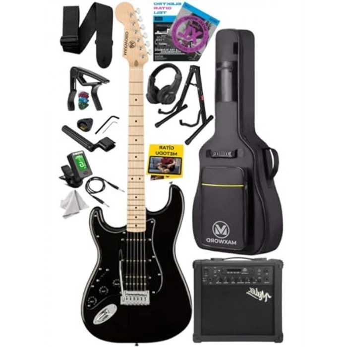 SSH manyetik, 25W amplili elektro gitar seti, maple klavye