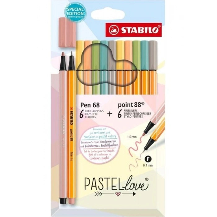 Stabilo Point 88 & Pen 68 Pastellove 12 Li 688812 7 7