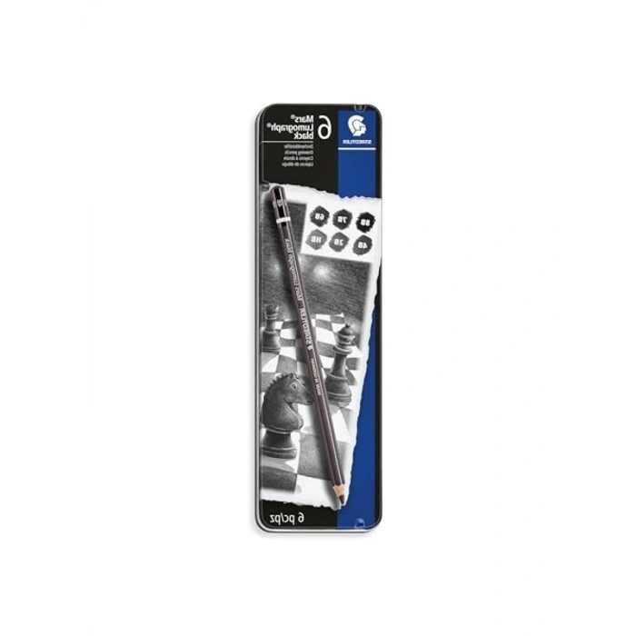 Staedtler 100B G6 Mars Lumograph Black Kurşun Kalem 6lı Metal Kutuda 8B, 6B, 2 Adet 4B, 2 Adet 2B