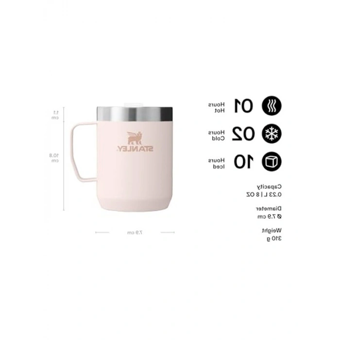 Stanley Classic Legendary Camp Mug Paslanmaz Çelik Termos Bardak, Pembe Kuvars (Rose Quartz), 0.23 Litre