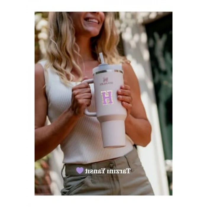 Stanley Quencher Uyumlu Premium Harf Sticker/Aksesuar – Tekstil Kaplama Kişiselleştirilmiş Tasarım QNCHARF-H