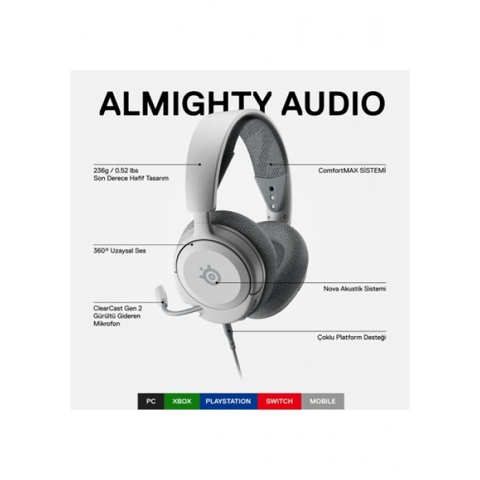 Steelseries Arctis Nova 1 Multi-System Oyun Kulaklığı - Beyaz