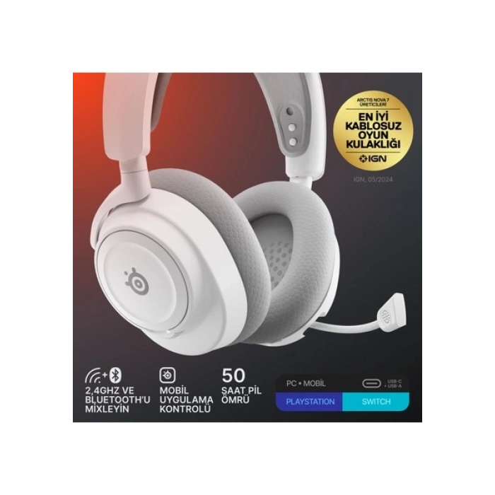 Steelseries Arctis Nova 7 Gen 2 Wireless Oyun Kulaklığı - Beyaz