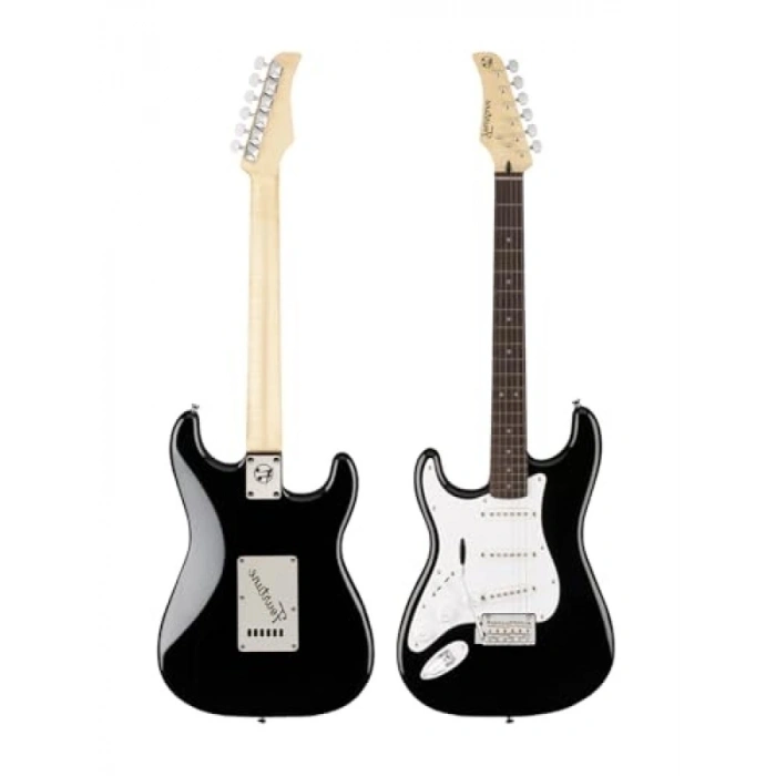 Strat Kasa Elektro Gitar Seti (Beyaz-Siyah)