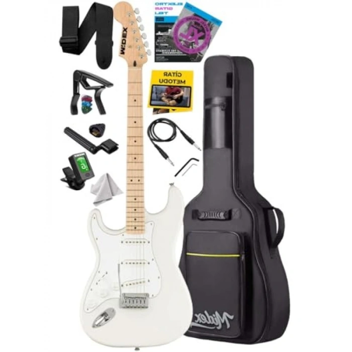 Strat Kasa Elektro Gitar Seti - Maple Klavye, SSS Manyetik