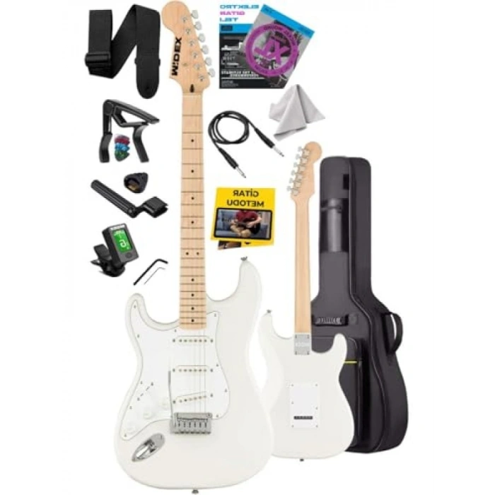 Strat Kasa Elektro Gitar Seti - Maple Klavye, SSS Manyetik