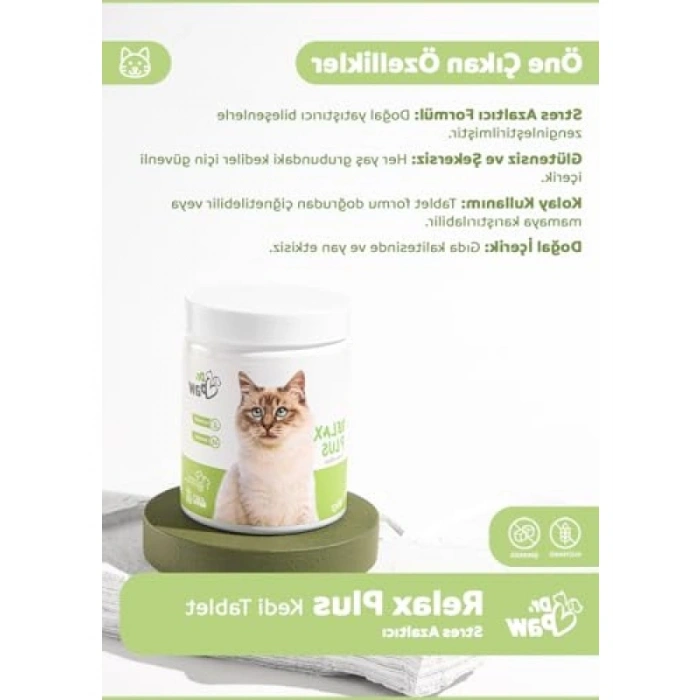 Stres Azaltıcı Premium Kedi Tableti, 60 Adet