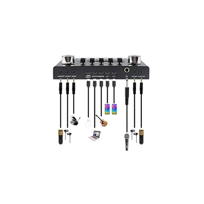 Stüdyo kayıt ve canlı yayın için ses kartı, efektli mikser