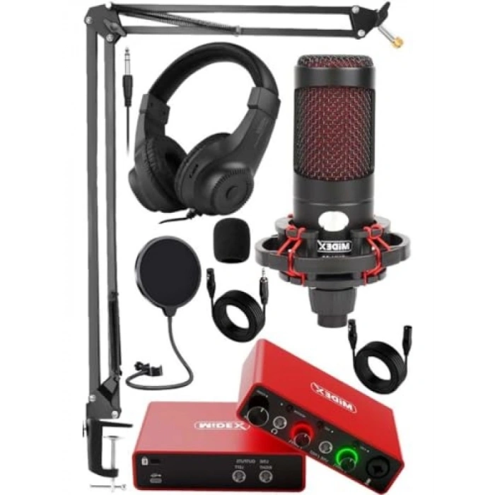 Stüdyo Ses Kartlı Kondansatör Mikrofon Seti