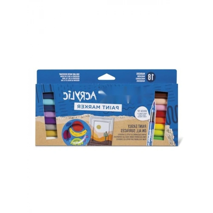 Su Bazlı Akrilik Boya Kalem Seti - 18 Renkli