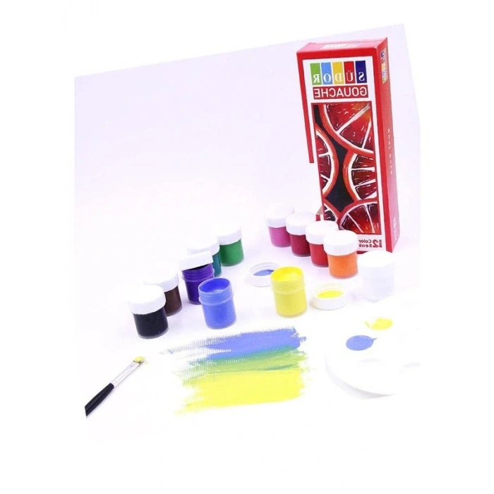 Su Bazlı Guaj Boya Seti, 12 Renk, 20 ml Tüp İçinde