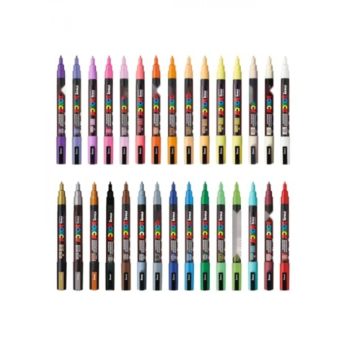 Su Bazlı Keçe Uçlu Markör Kalem Seti - 30lu, 0.9-1.3 mm Uç