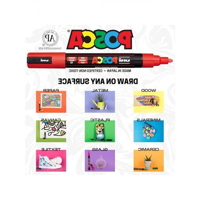 Su bazlı poster markörü, siyah renkli, kaliteli çizim için