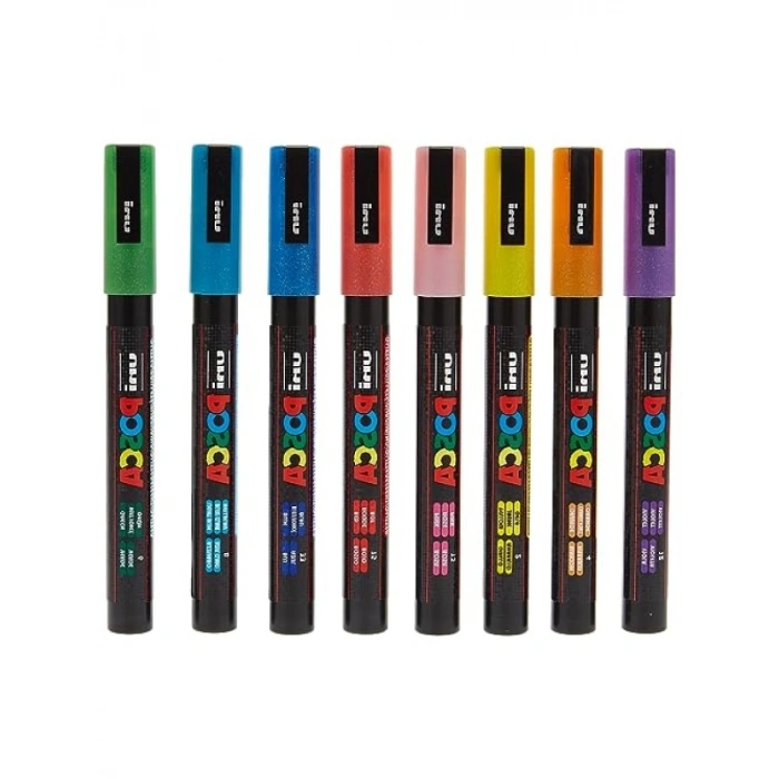 Su Bazlı Simli Poster Markörü, 0.9-1.3 mm, 8li Set