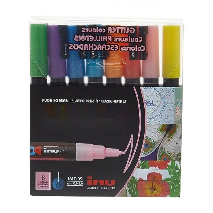 Su Bazlı Simli Poster Markörü, 0.9-1.3 mm, 8li Set
