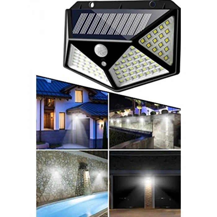Su Geçirmez 100 LED Duvar Lambası, Güneş Enerjisi ile Çalışan Aydınlatma