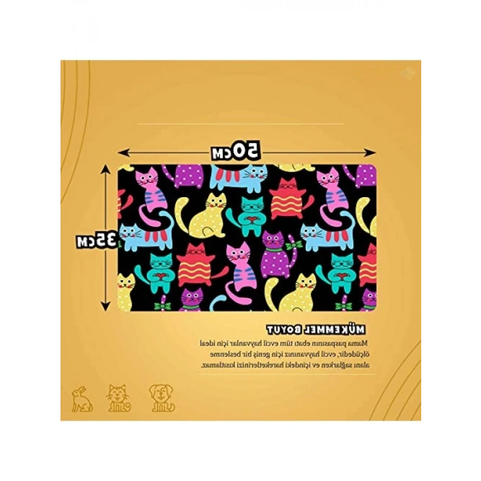 Su Geçirmez Evcil Hayvan Beslenme Matı (50x35 cm, Siyah)