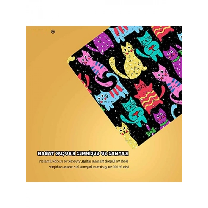 Su Geçirmez Evcil Hayvan Beslenme Matı (50x35 cm, Siyah)