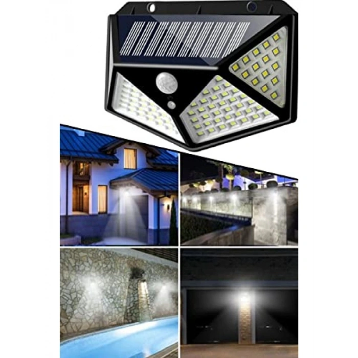 Su Geçirmez Güneş Enerjili 100 LED Duvar Lambası