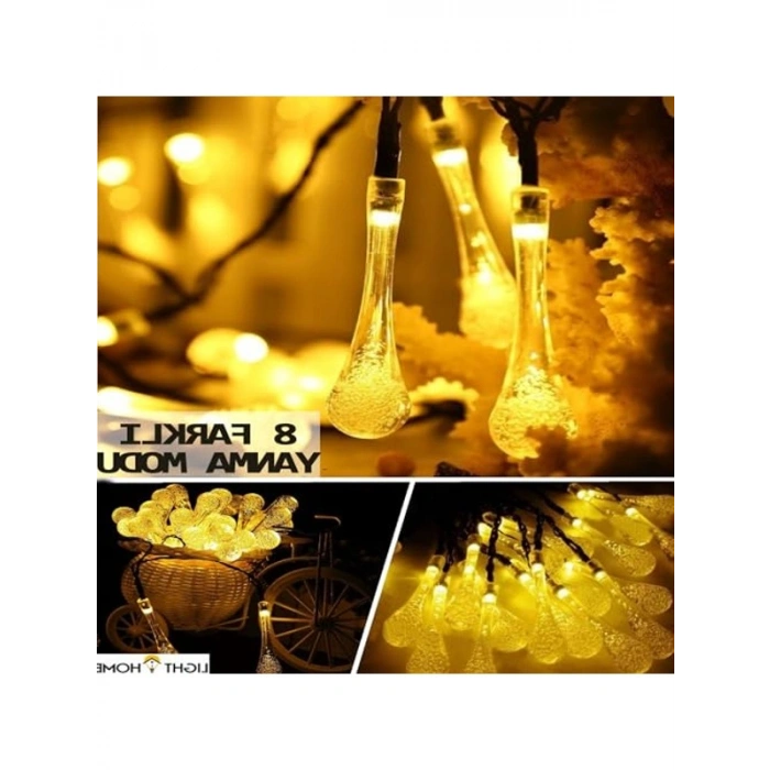 Su Geçirmez Güneş Enerjili Dize Işıklar, 7 m, 50 LED, Bahçe Dekoru