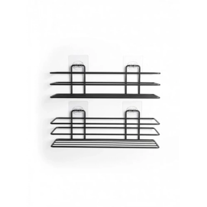 Su Geçirmez Yapışkanlı Banyo ve Mutfak Rafı Seti – Tek Katlı Organizer (2 Adet)