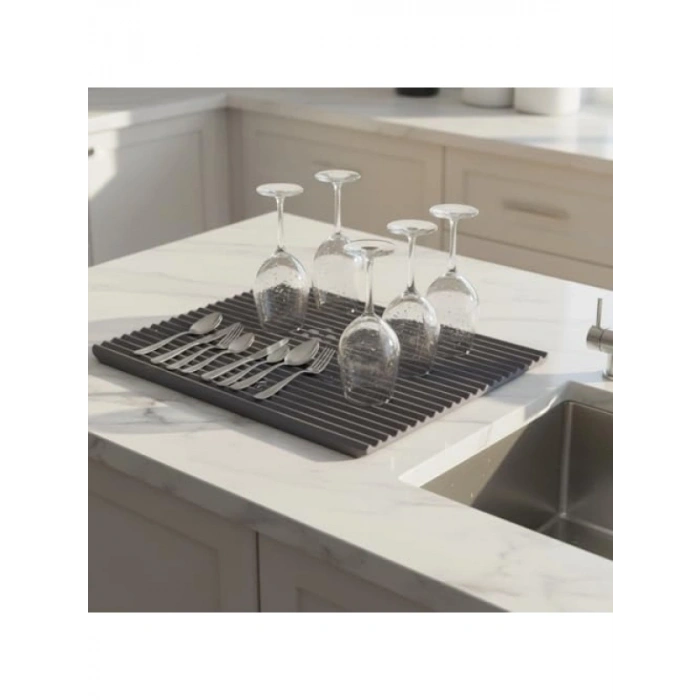 Su Süzgeçli Plastik Bulaşık Kurutma Matı - Kaymaz ve Kolay Temizlenebilir