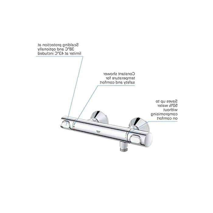 Su Tasarruflu Termostatik Duş Bataryası, Krom Kaplama