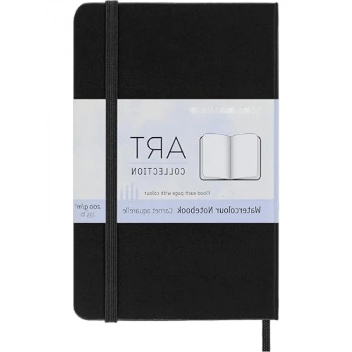 Sulu Boya Not Defteri - A6, 200g Kağıt, Sert Kapak, Siyah