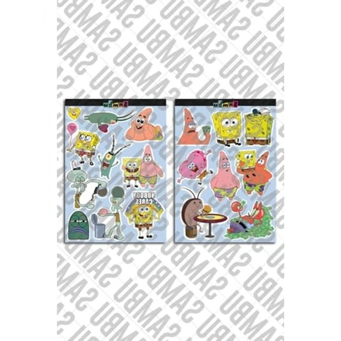 Sünger Bob Temalı Sticker Etiket Seti - Sponge Bob Sticker - Laptop Notebook Telefon