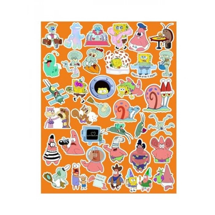 Sünger Bob Temalı Sticker Seti, Eğlenceli Tasarımlar ile