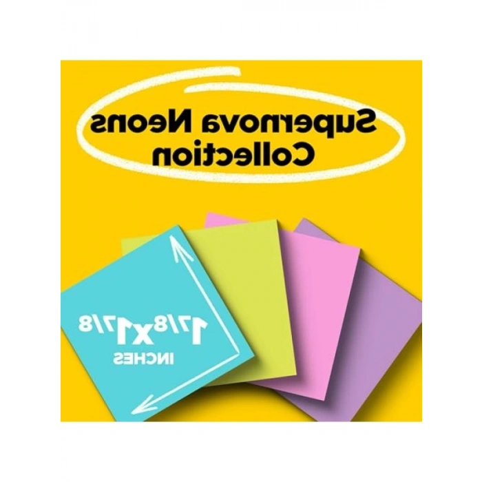 Süper Yapışkan Not Defterleri, 8 Adet, 4,8 x 4,8 cm, Neon Renkler