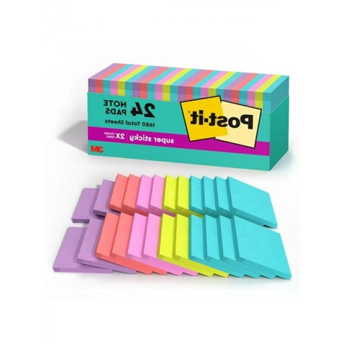 Süper Yapışkan Notlar - 3x3 inç, 24 Adet