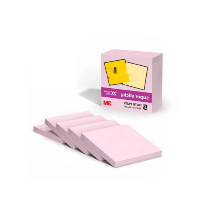 Süper Yapışkan Notlar, 5 Blok, 7.6 x 7.6 cm, Pembe