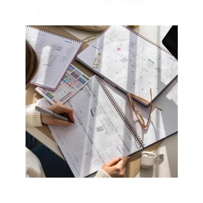 Süresiz Haftalık Masaüstü Planlayıcı - 24x34 cm, Bordo