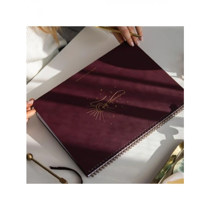 Süresiz Haftalık Masaüstü Planlayıcı - 24x34 cm, Bordo