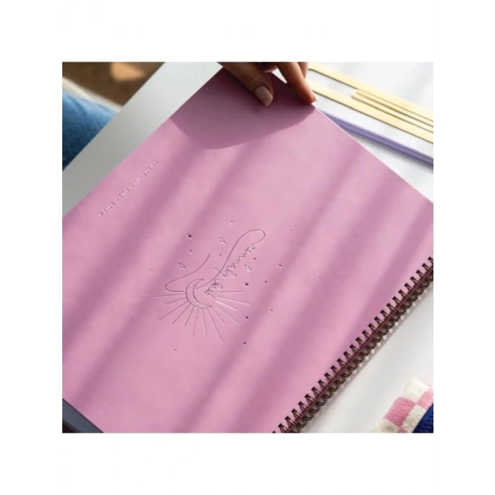 Süresiz Haftalık Spiralli Masaüstü Planlayıcı - 24x34 cm Pembe
