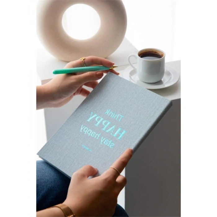 Süresiz Planlayıcı Ajanda Defter - 15x21 cm, Keten Kaplama, Mavi Renk