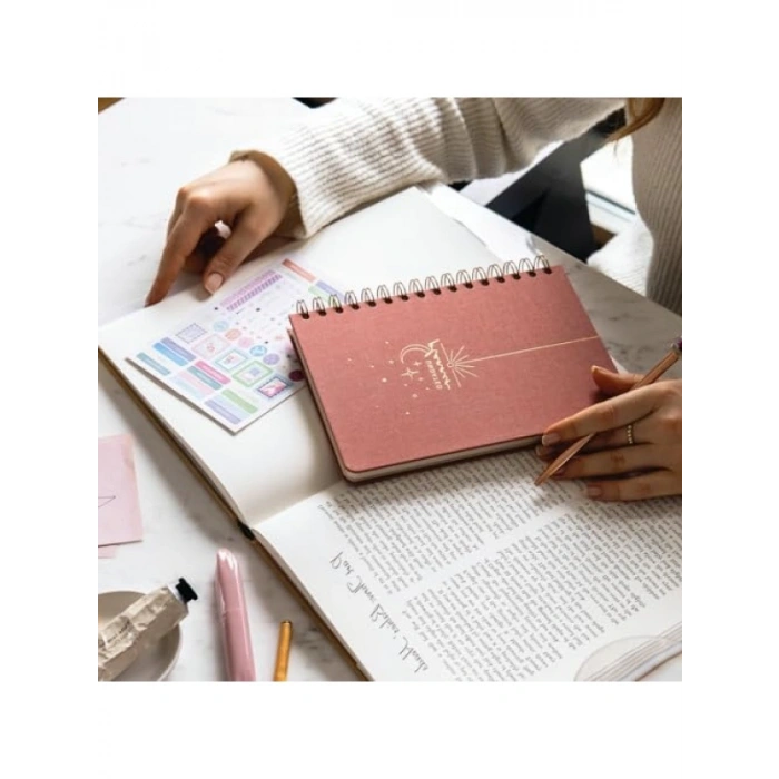 Süresiz Planlayıcı Ajanda - Keten Kapak, Pembe