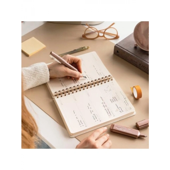 Süresiz Planlayıcı Ajanda - Keten Kapak, Pembe