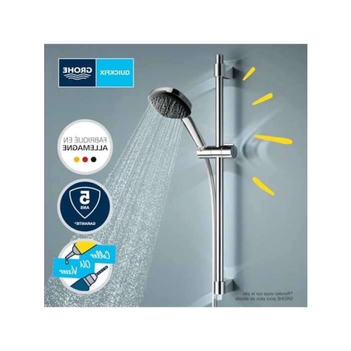 Sürgülü Duş Seti, 110 mm Kare El Duşu ile 600 mm Ray