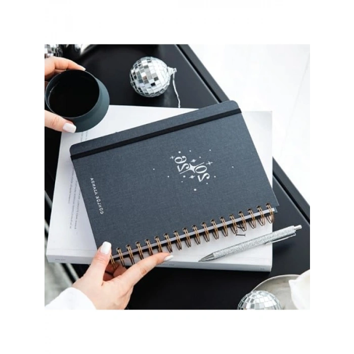 Suya Dayanıklı 2026 Spiralli Günlük Ajanda - Füme