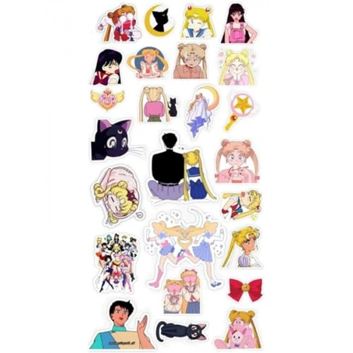 Suya Dayanıklı Laptop ve Telefon için Sailor Moon Temalı Sticker Seti